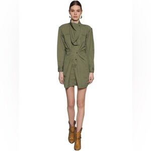 Isabel Marant Etoile Women's Green Long-Sleeve Mini Dress